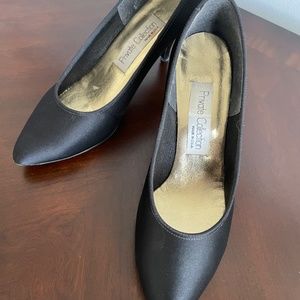 Nina black satin pumps